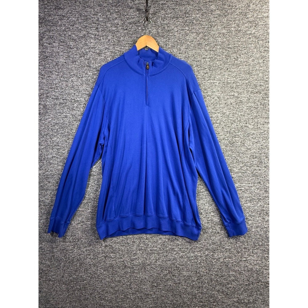 Thomas Dean Mens XXL Royal Blue 100% Pima Cotton Quarter Zip Pullover Sweater